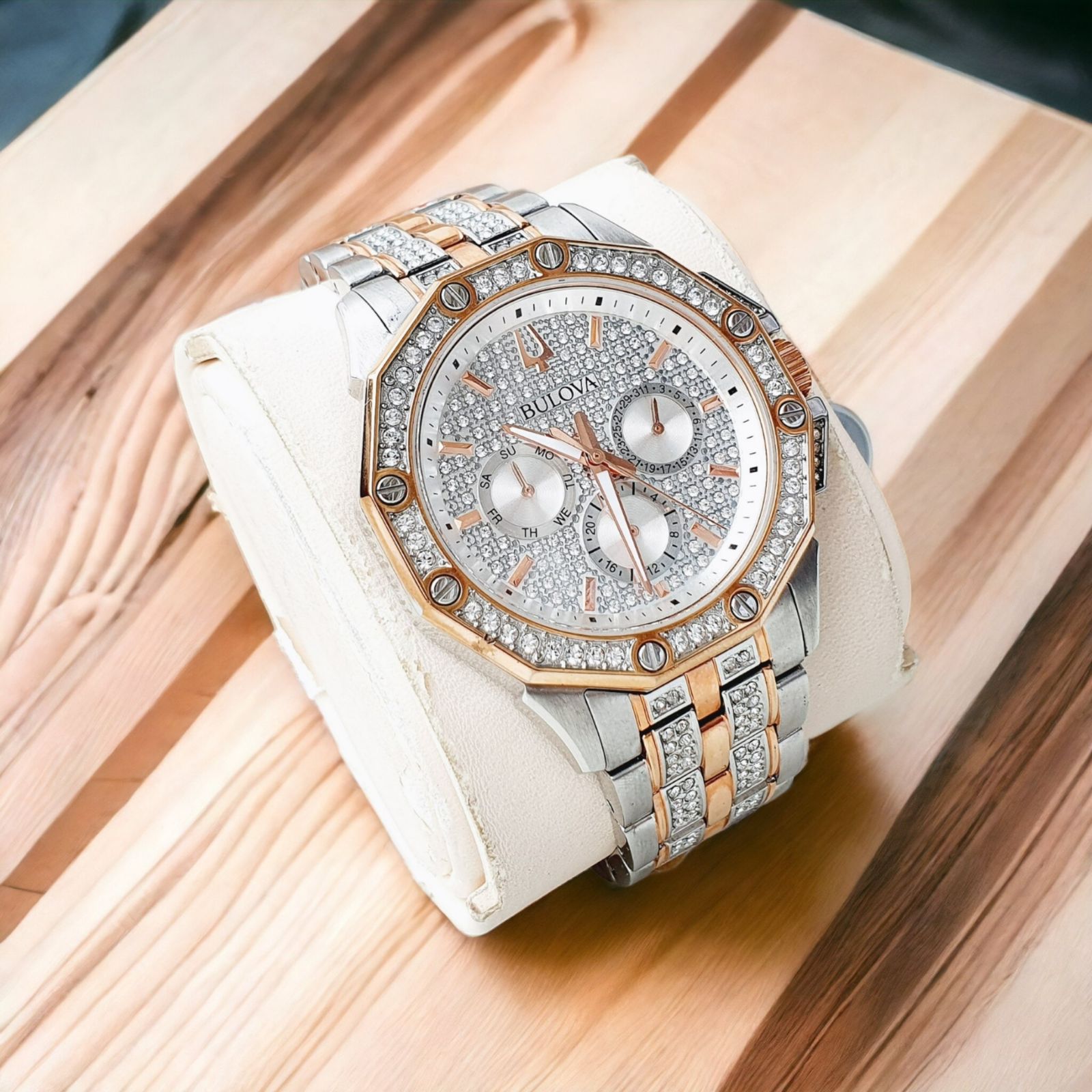 RELOJ BULOVA OCTAVA PLATEADO CON ORO ROSA - 7