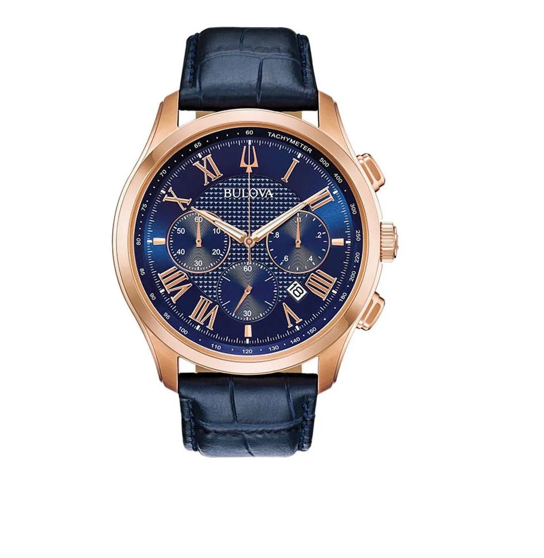 RELOJ BULOVA WILTON CRONOGRAFO ORO ROSA Y AZUL - 1