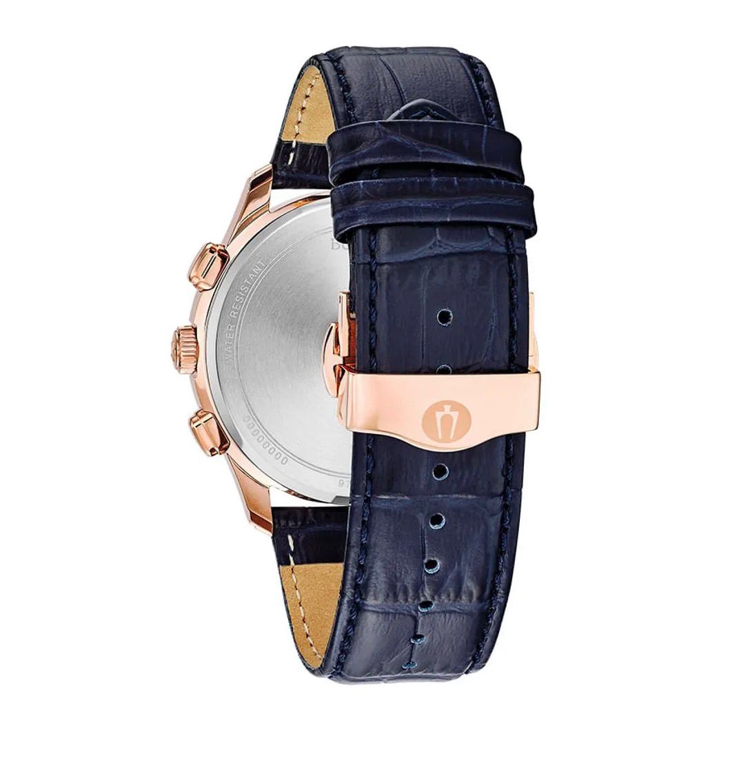 RELOJ BULOVA WILTON CRONOGRAFO ORO ROSA Y AZUL - 3