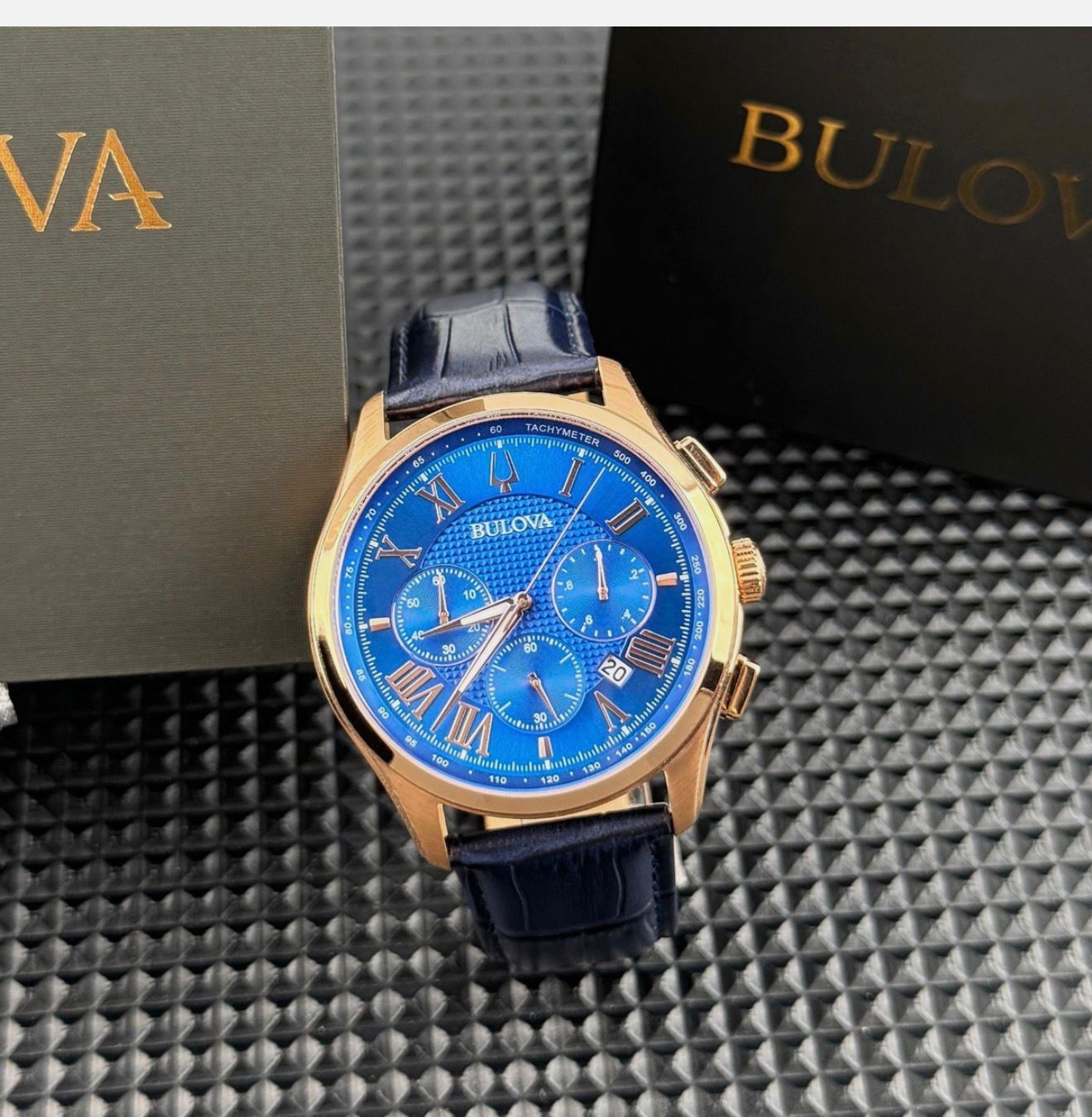 RELOJ BULOVA WILTON CRONOGRAFO ORO ROSA Y AZUL - 4