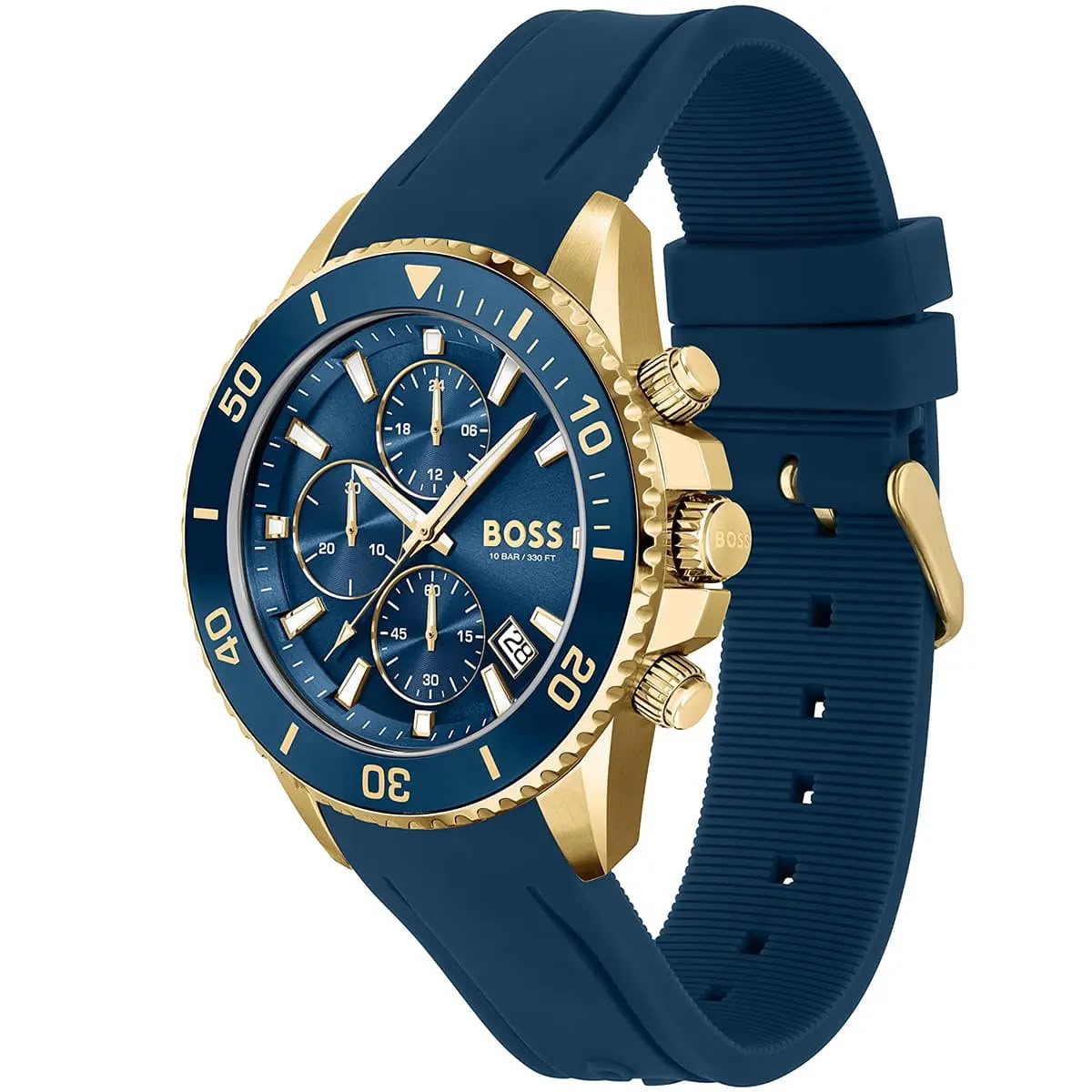 RELOJ HUGO BOSS ADMIRAL CORREA AZUL CAJA DORADA CRONOGRAFO - 2