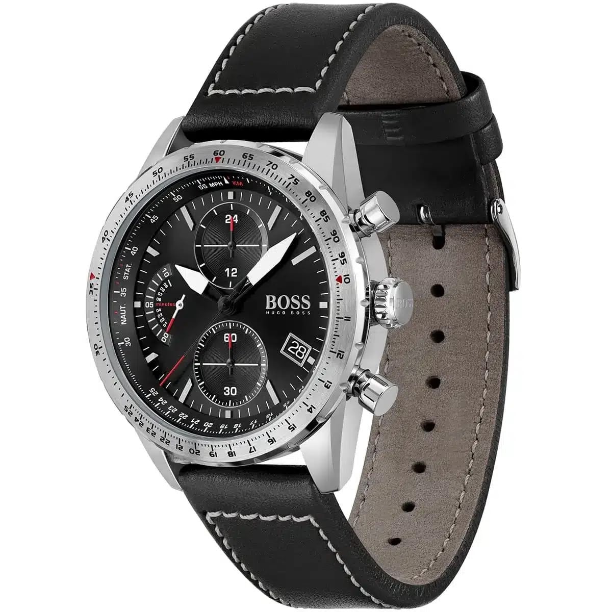RELOJ HUGO BOSS PILOT CORREA CUERO NEGRO CRONOGRAFO - 2