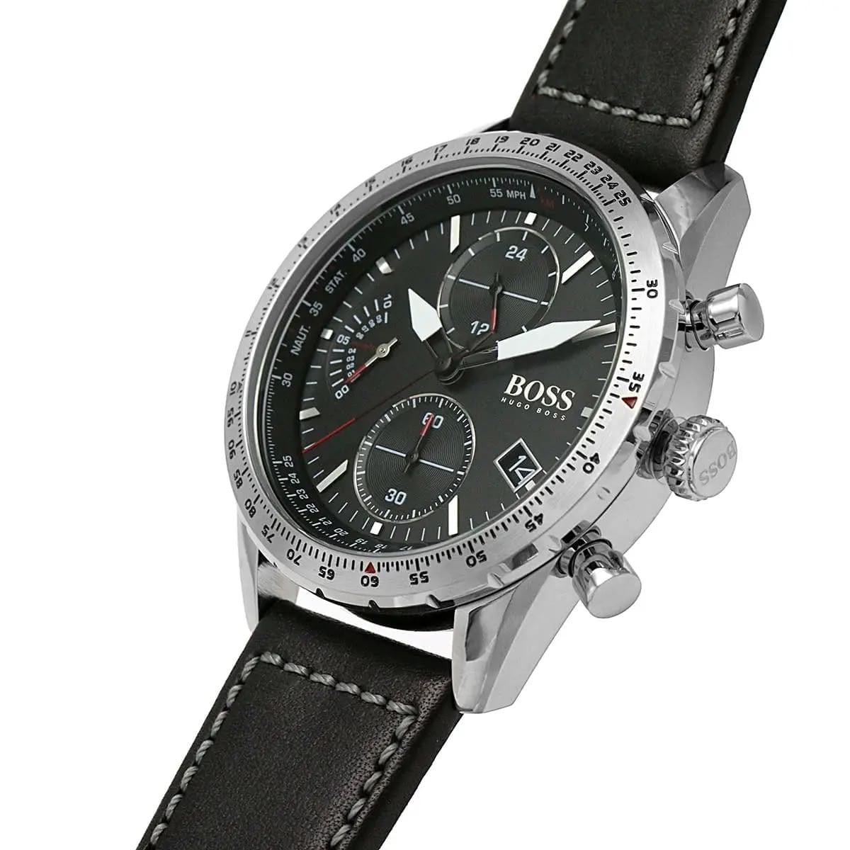 RELOJ HUGO BOSS PILOT CORREA CUERO NEGRO CRONOGRAFO - 3