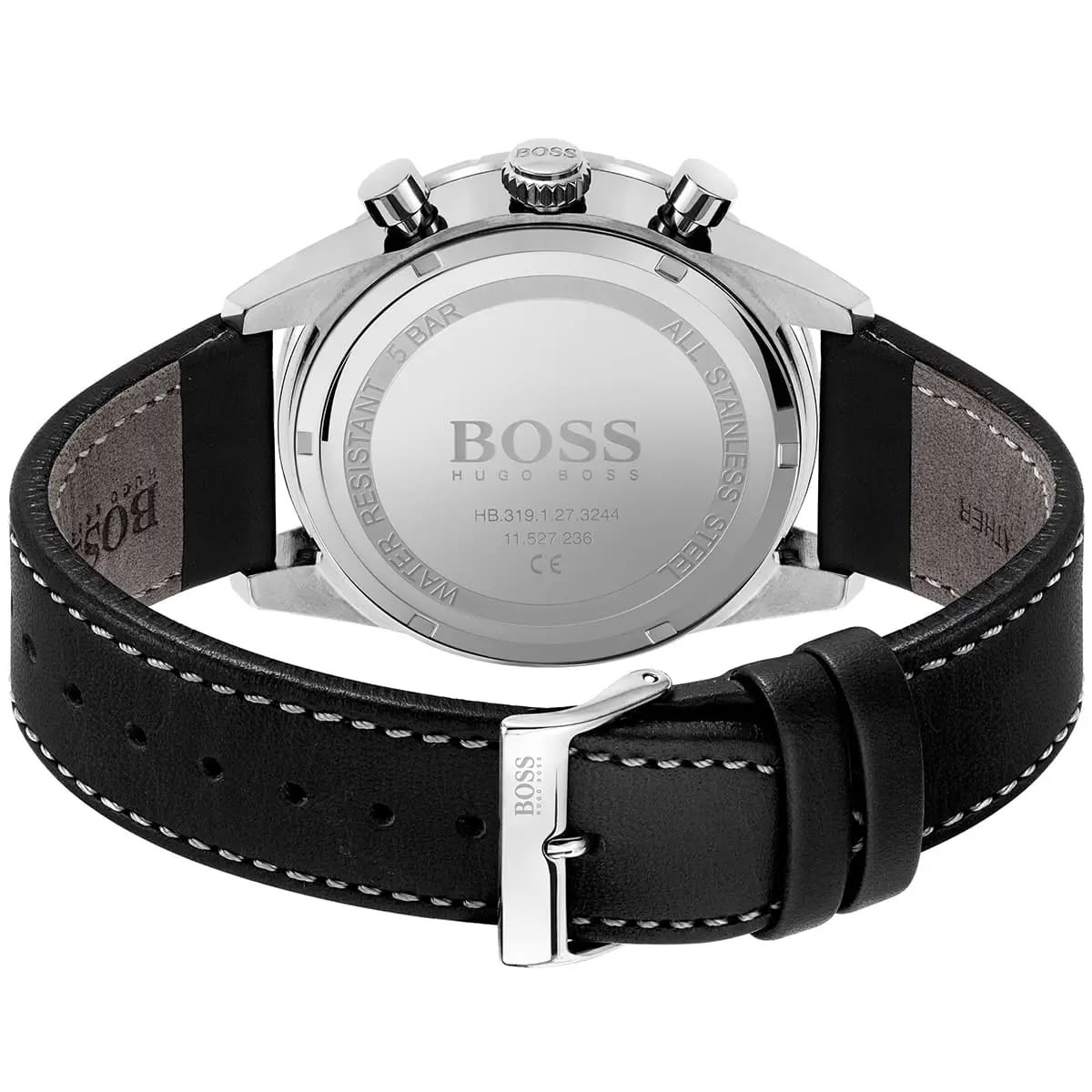 RELOJ HUGO BOSS PILOT CORREA CUERO NEGRO CRONOGRAFO - 4