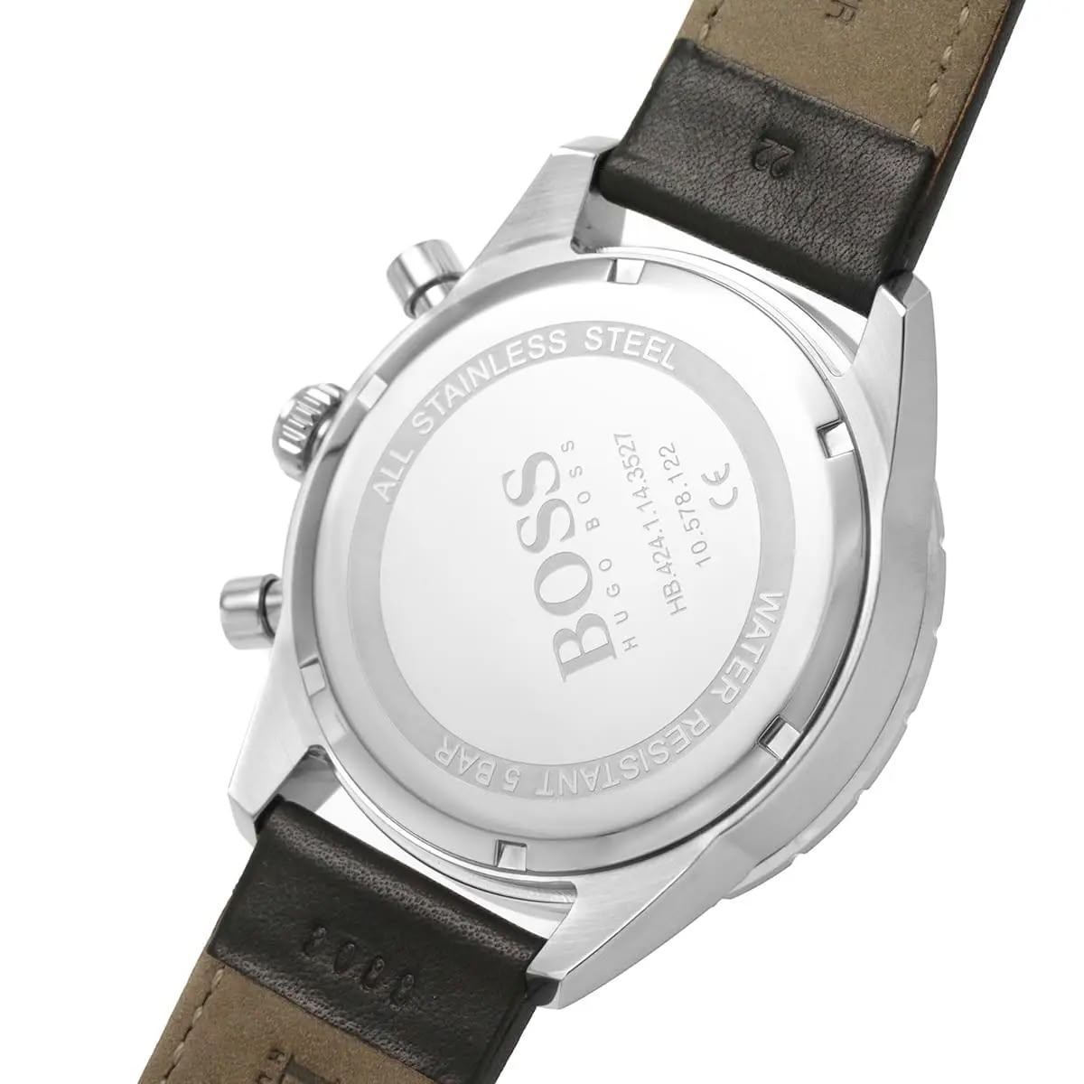 RELOJ HUGO BOSS PILOT CORREA CUERO NEGRO CRONOGRAFO - 5