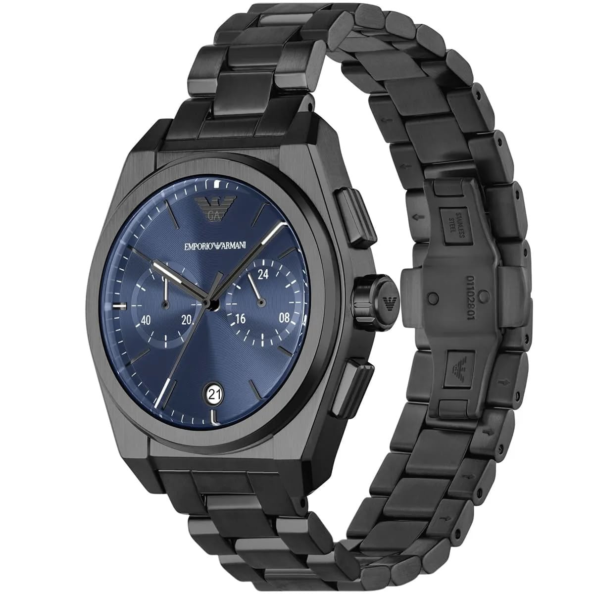 RELOJ EMPORIO ARMANI FEDERICO GRIS PANTALLA AZUL CRONOMETRO - 2
