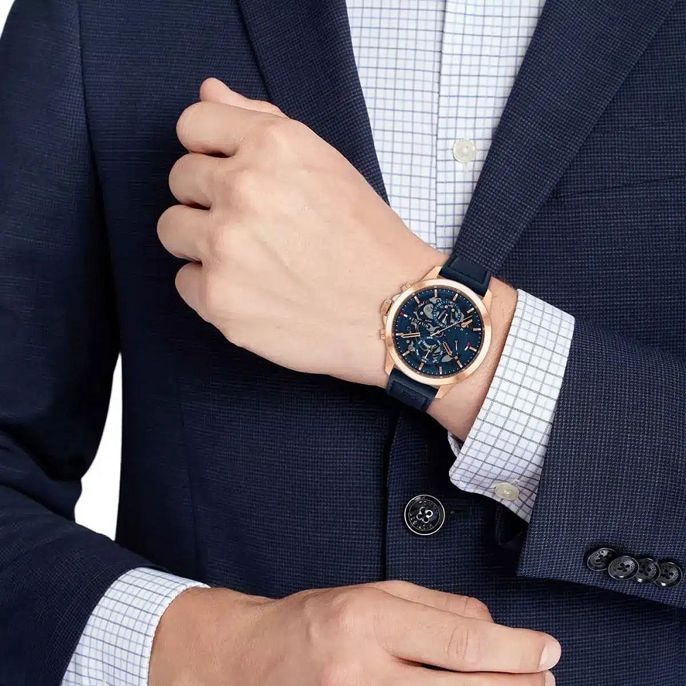 RELOJ TOMMY HILFIGER MODELO HENRY CORREA CUERO MARRON CAJA PLATEADO - 7
