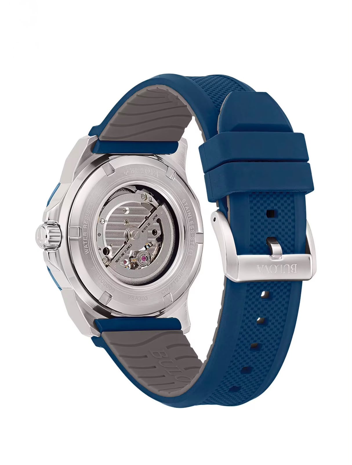 RELOJ BULOVA MARINE STAR AUTOMATICO AZUL Y PLATA - 2