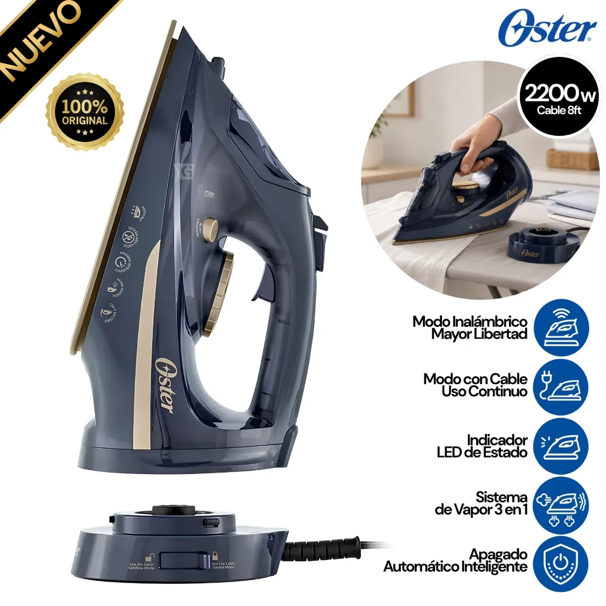 PLANCHA A VAPOR OSTER GCSTCC5000 INALÁMBRICA 2 EN 1 - 1