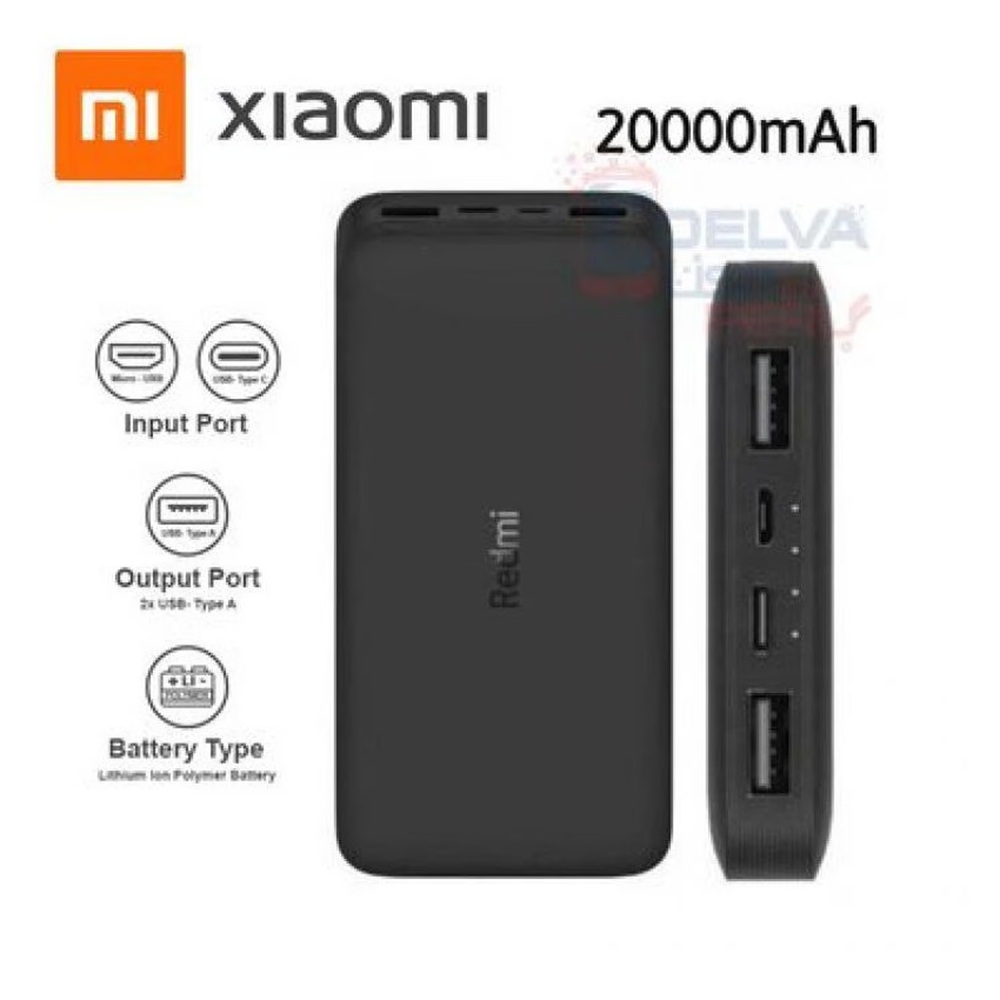 CARGADOR PORTATIL XIAOMI POWER BANK REDMI 20000MAH FAST CHARGER NEGRO - 1