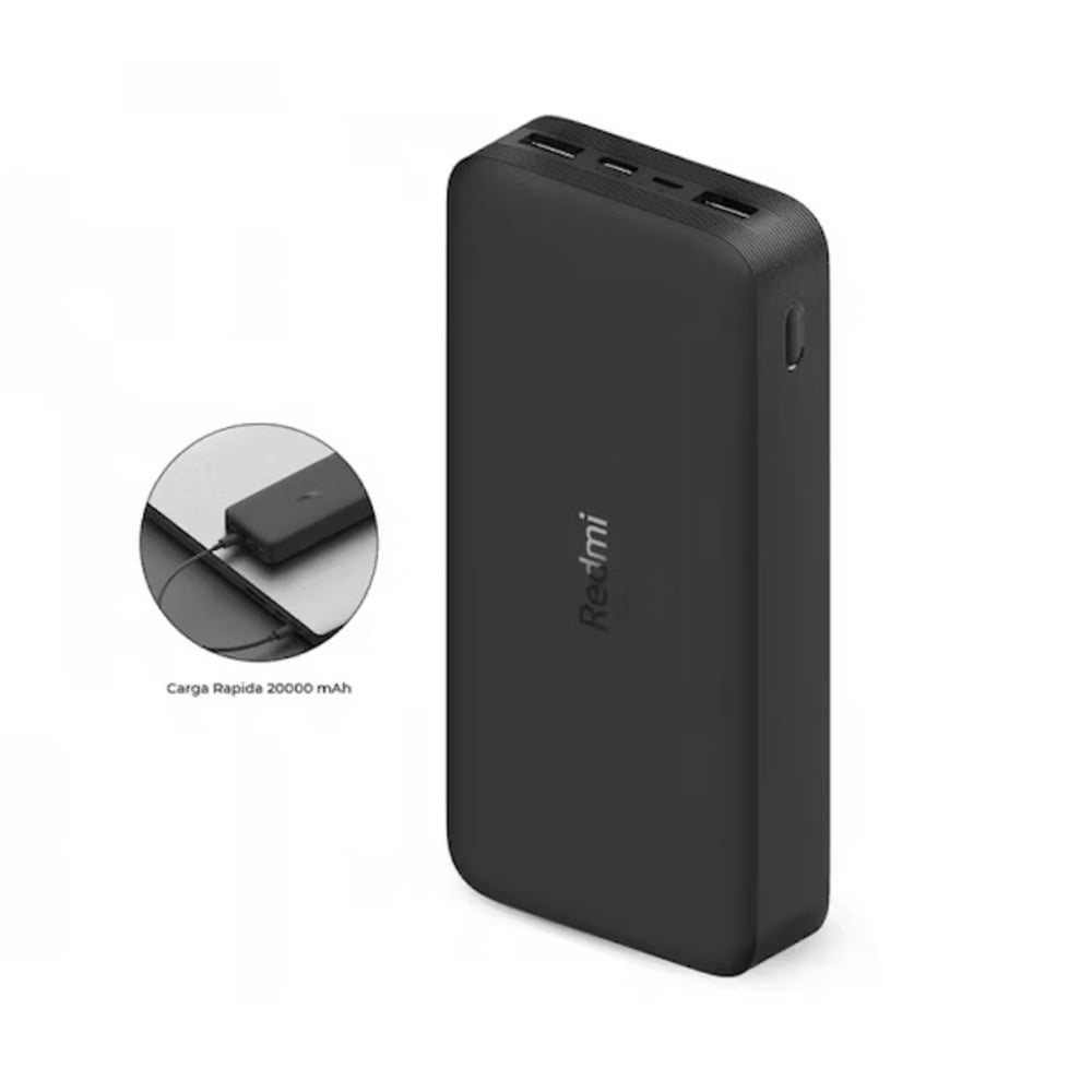 CARGADOR PORTATIL XIAOMI POWER BANK REDMI 20000MAH FAST CHARGER NEGRO - 6