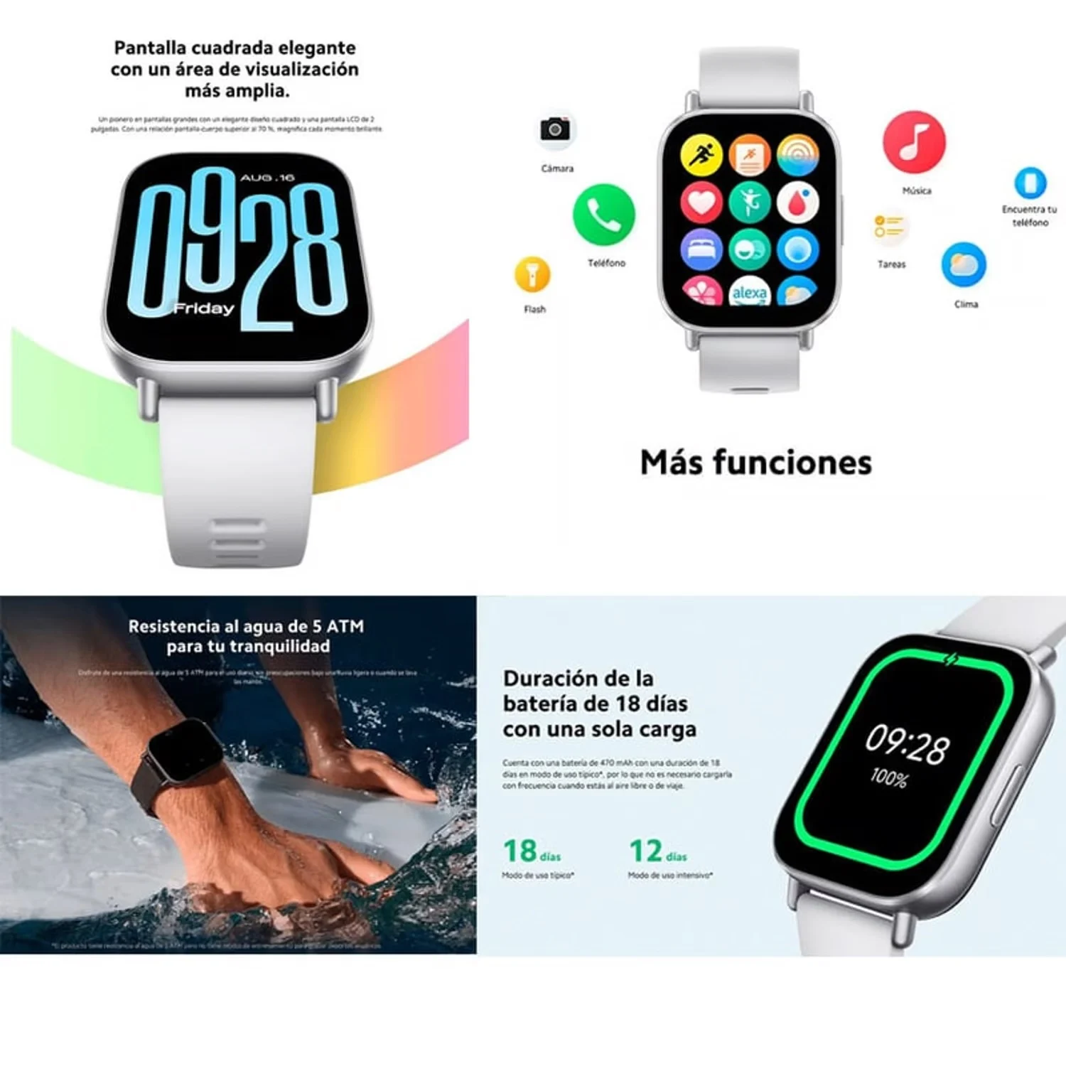 XIAOMI REDMI WATCH 5 ACTIVE LLAMADAS - NEGRO - 4