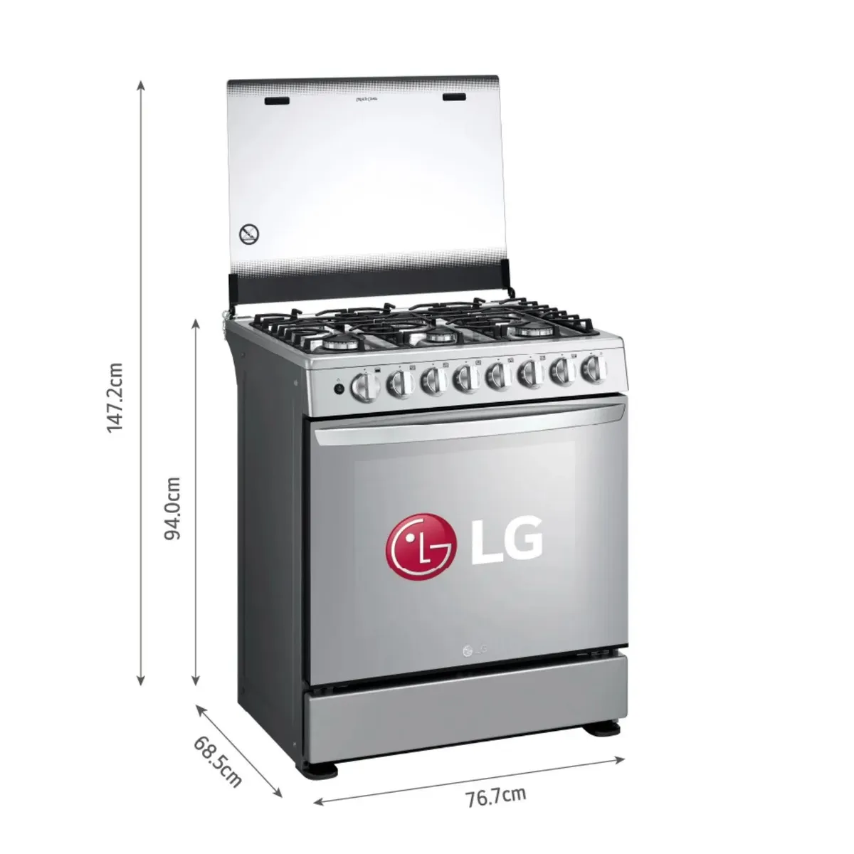 COCINA A GAS 6 HORNILLAS GRAN CAPACIDAD ACERO INOXIDABLE LG LRGZ5255S - 2