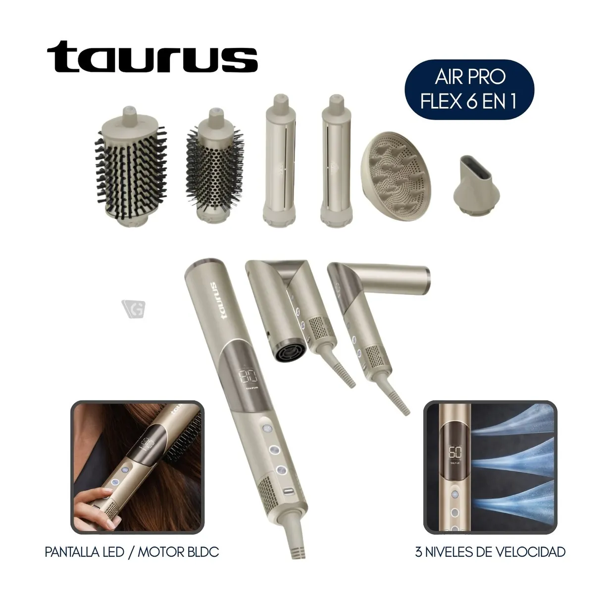 CEPILLO MOLDEADOR TAURUS MOD. AIR PRO FLEX 6 IN 1 - 1