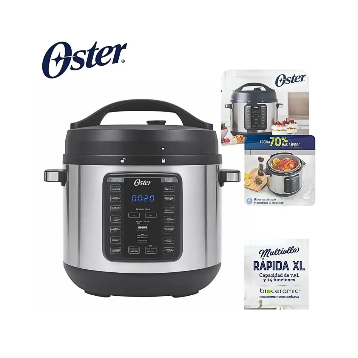 MULTI OLLA BIOCERAMIC XL OSTER 7,5 L DE 1100W CKSTPCECT75DF - 1