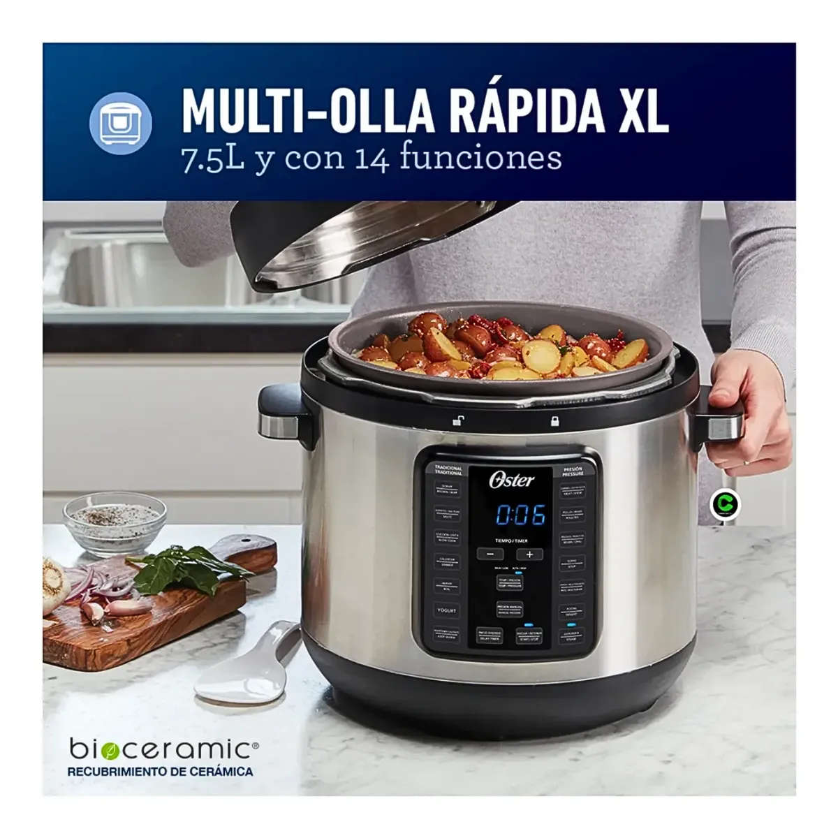 MULTI OLLA BIOCERAMIC XL OSTER 7,5 L DE 1100W CKSTPCECT75DF - 4