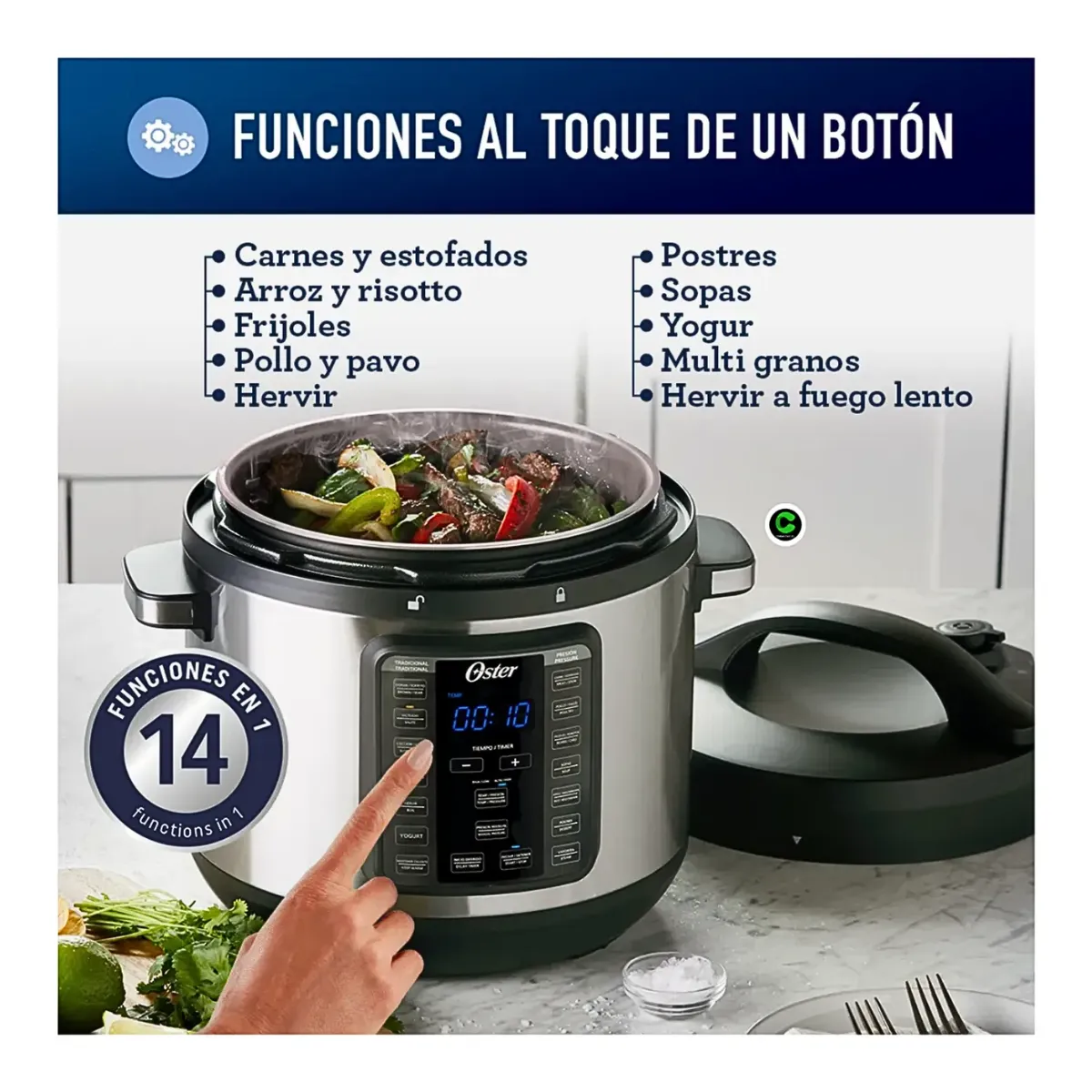 MULTI OLLA BIOCERAMIC XL OSTER 7,5 L DE 1100W CKSTPCECT75DF - 5