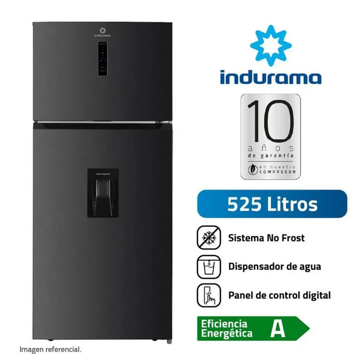REFRIGERADORA TOP MOUNT CON DISPENSADOR NEGRA INDURAMA RI-578DN - 1