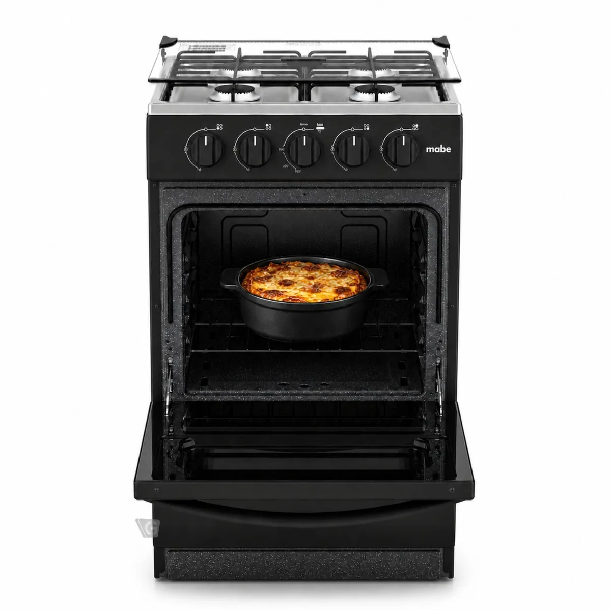 COCINA DE PISO A GAS 51 CM NEGRO MABE EMP2000AN0 + CAMPANA CMU6020PB0 60 CM - 6