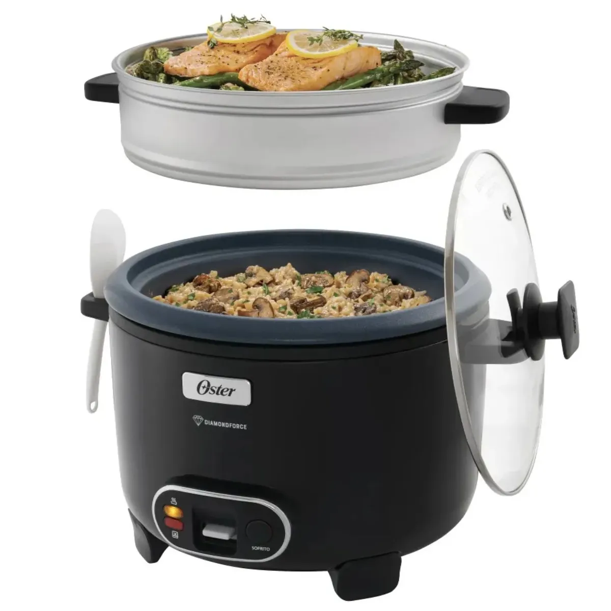 OLLA ARROCERA OSTER NEGRO DIAMONDFORCE 15 TAZAS CKSTRC15DFBLK - 2