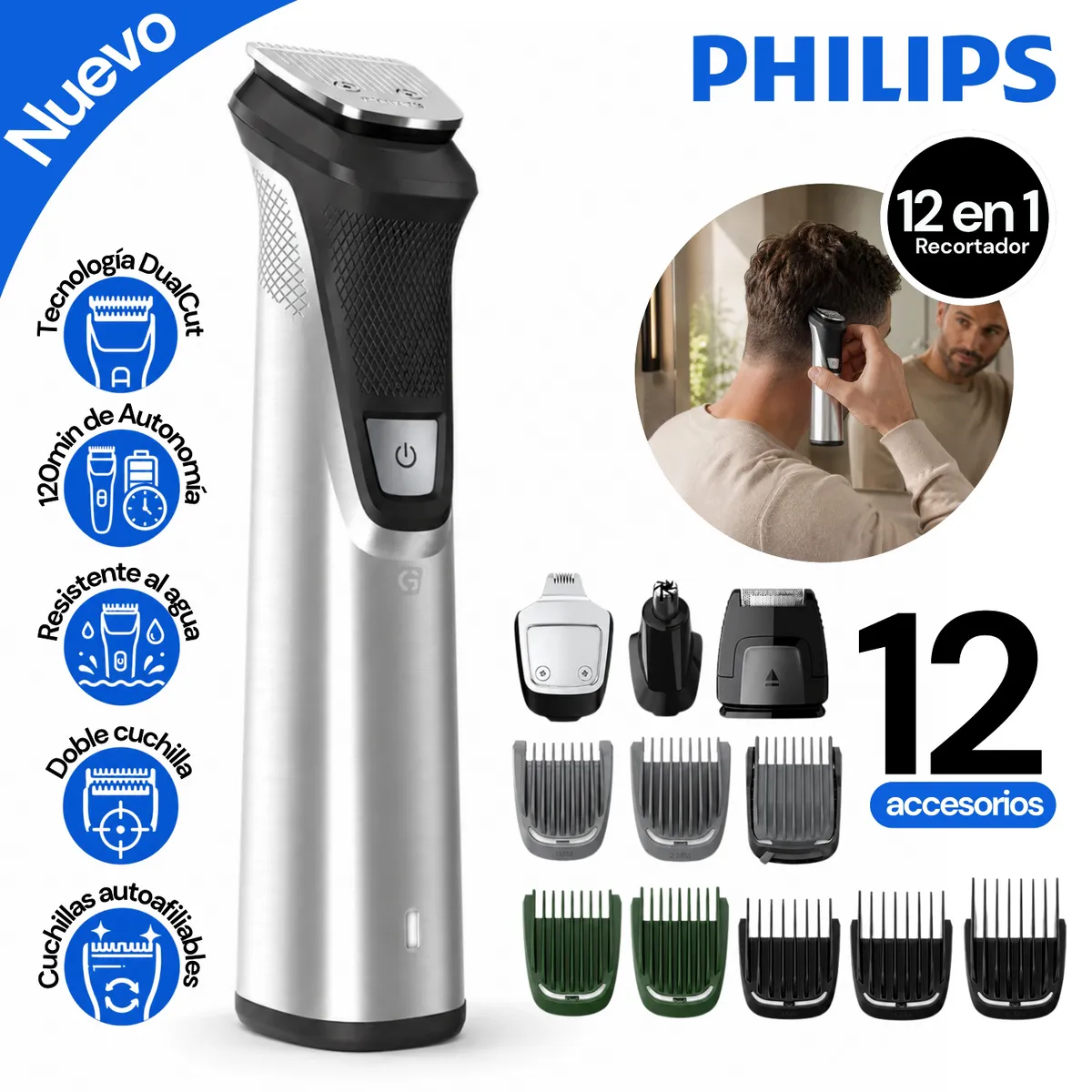 CORTADORA MULTIGROOM CABELLO CUERPO CARA MG773515 PHILIPS - 1