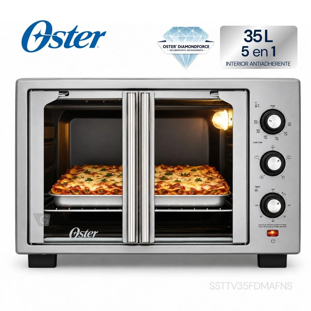 HORNO CON FREIDORA DE AIRE OSTER® DE 35 LITROS, PUERTAS FRANCESAS, TSSTTV35FDMAFNS - 1