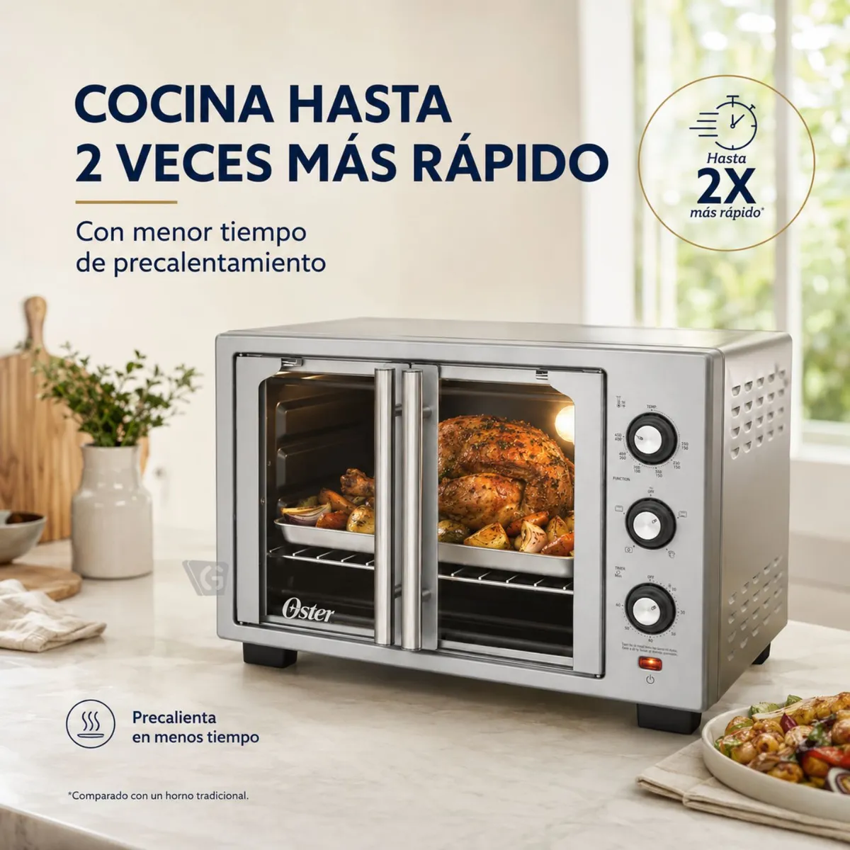 HORNO CON FREIDORA DE AIRE OSTER® DE 35 LITROS, PUERTAS FRANCESAS, TSSTTV35FDMAFNS - 5