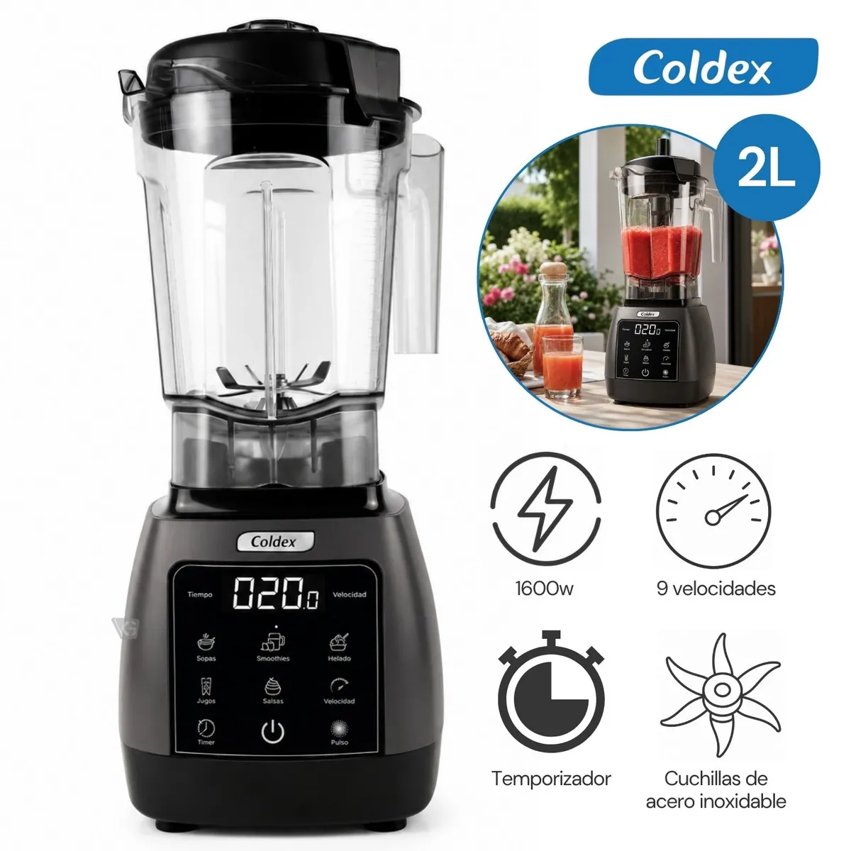 LICUADORA COLDEX ULTRA PRO 2LT 1600W CX LIC21600D - 1