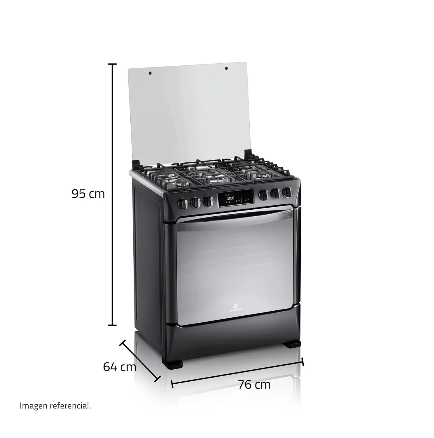 COCINA INDURAMA SMART CPI-3595N 30 PULGADAS 5 HORNILLAS BLACK STEEL - 2