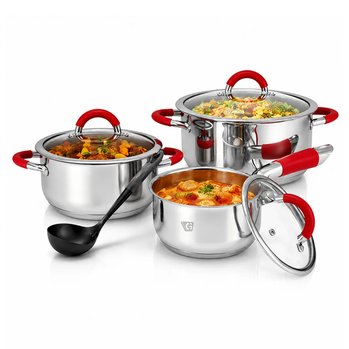 JUEGO DE OLLAS MIRAY JOM-506R 7 PZAS ACERO INOX - 2