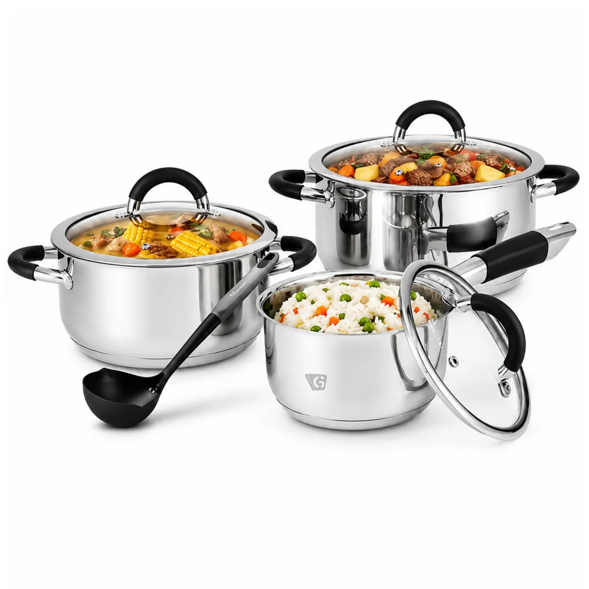 JUEGO DE OLLAS MIRAY JOM-506N 7 PZAS ACERO INOX - 2