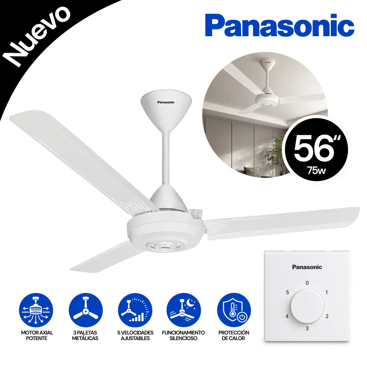 VENTILADOR DE TECHO PANASONIC F-56NL2AAWJ 75W - 1