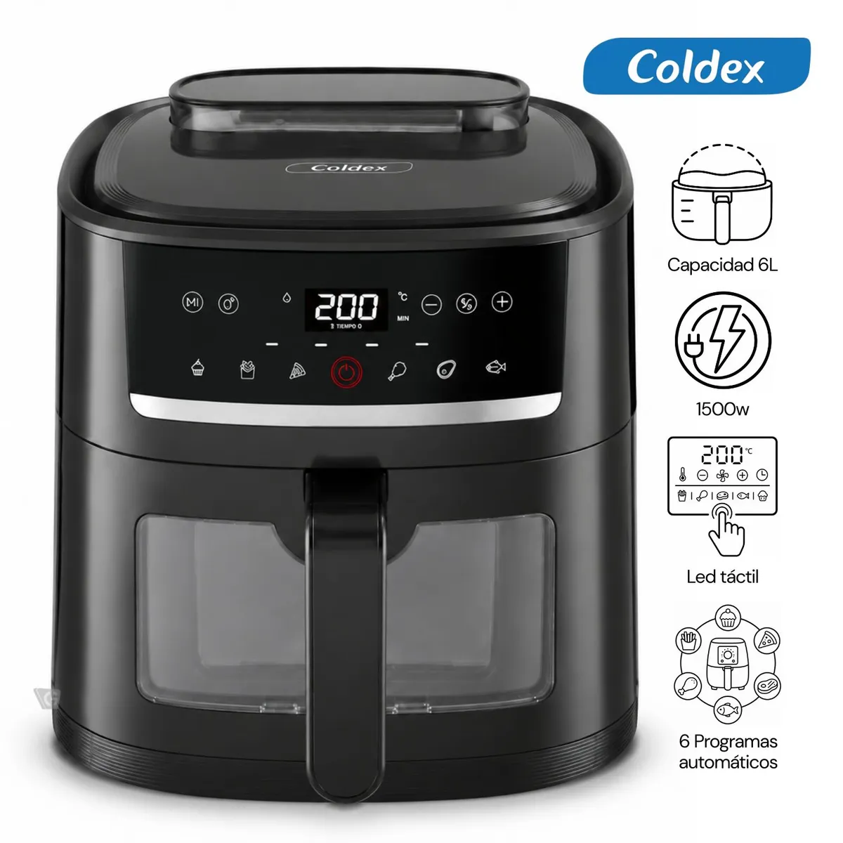 FREIDORA DE AIRE DIGITAL COLDEX 6L CX AF6D - 1