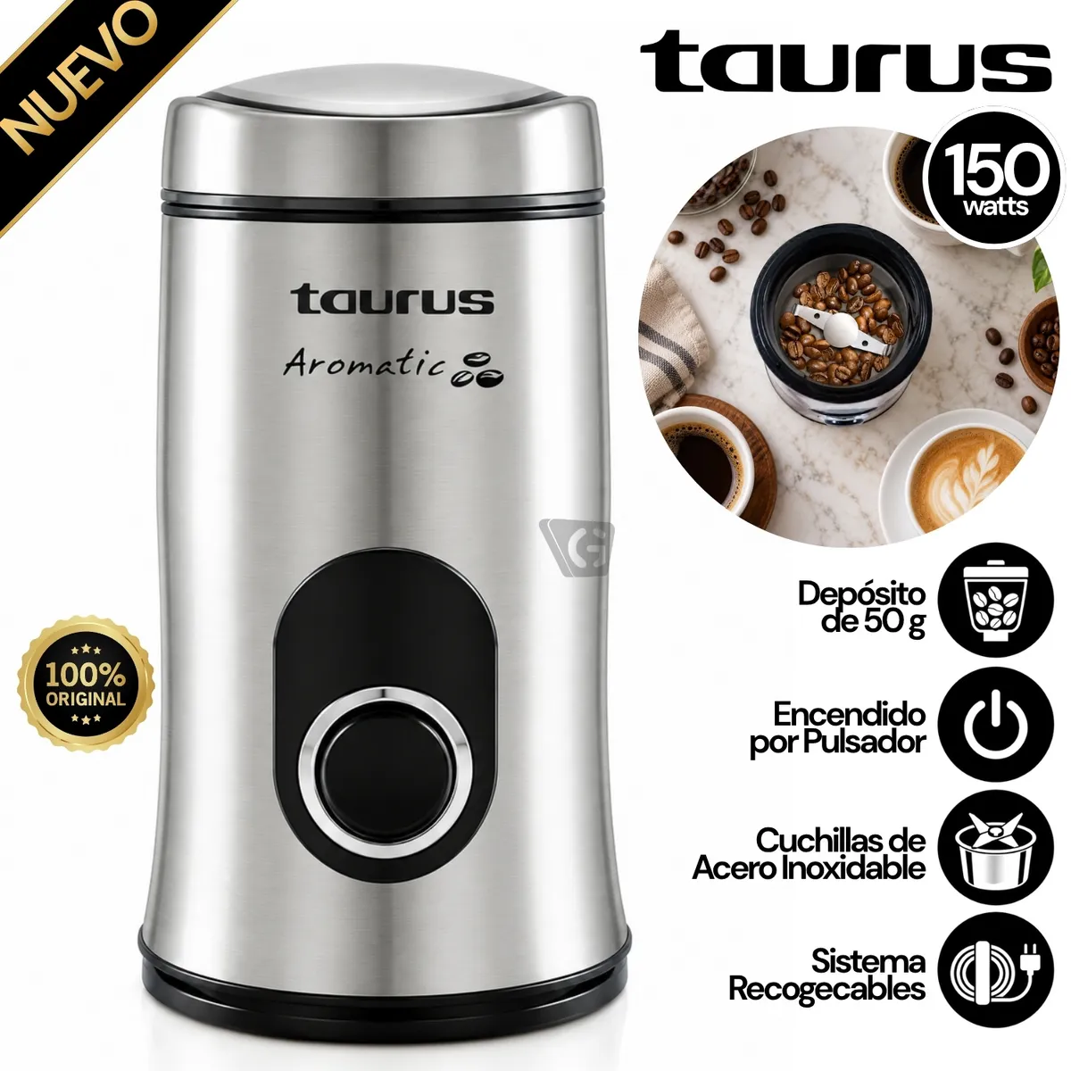 MOLINILLO DE CAFÉ ACERO INOXIDABLE TAURUS AROMATIC - 1