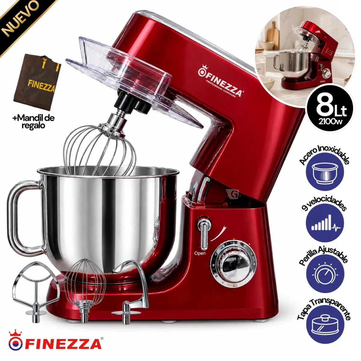BATIDORA ELÉCTRICA FINEZZA 2100W 8.0L FZ-6826B - 1