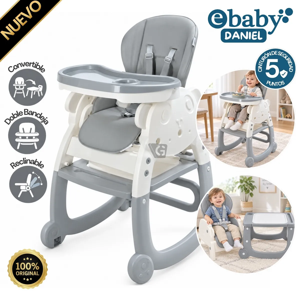 SILLA DE COMER EBABY DANIEL EB646 GRIS - 1