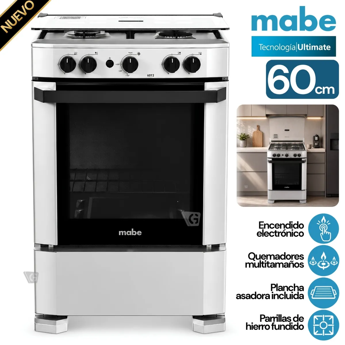 COCINA DE PISO A GAS 60 CM SILVER MABE - CMP6012AG1 - 1