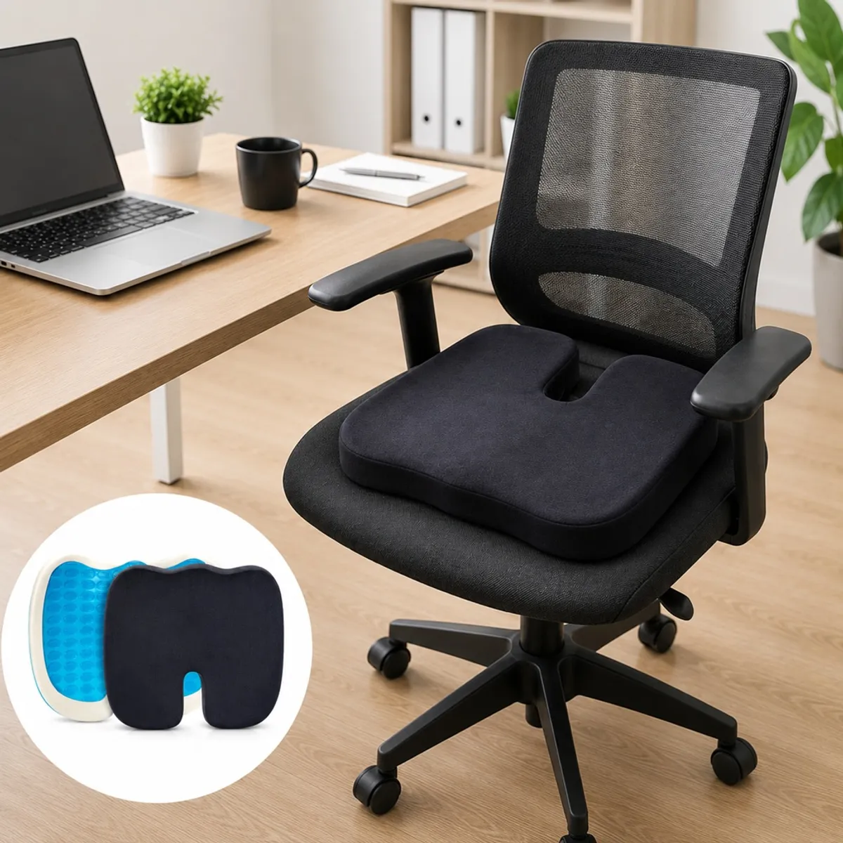 COJÍN ORTOPÉDICO GEL ESPUMA VISCOELÁSTICA PARA ASIENTO FUNDA VELBOA - 1