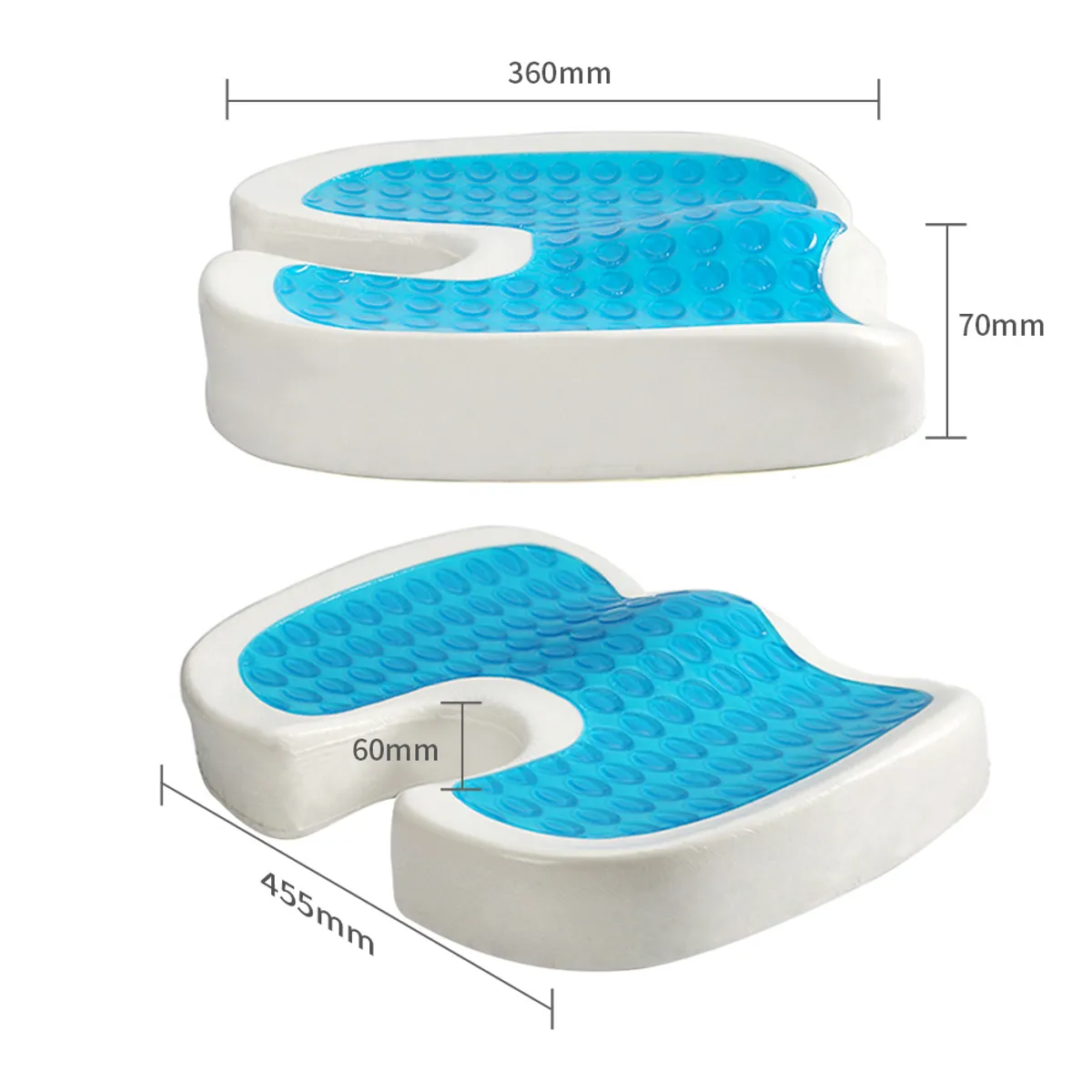 COJÍN ORTOPÉDICO GEL ESPUMA VISCOELÁSTICA PARA ASIENTO FUNDA VELBOA - 2