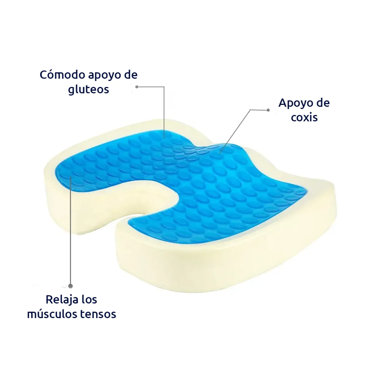 COJÍN ORTOPÉDICO GEL ESPUMA VISCOELÁSTICA PARA ASIENTO FUNDA VELBOA - 4