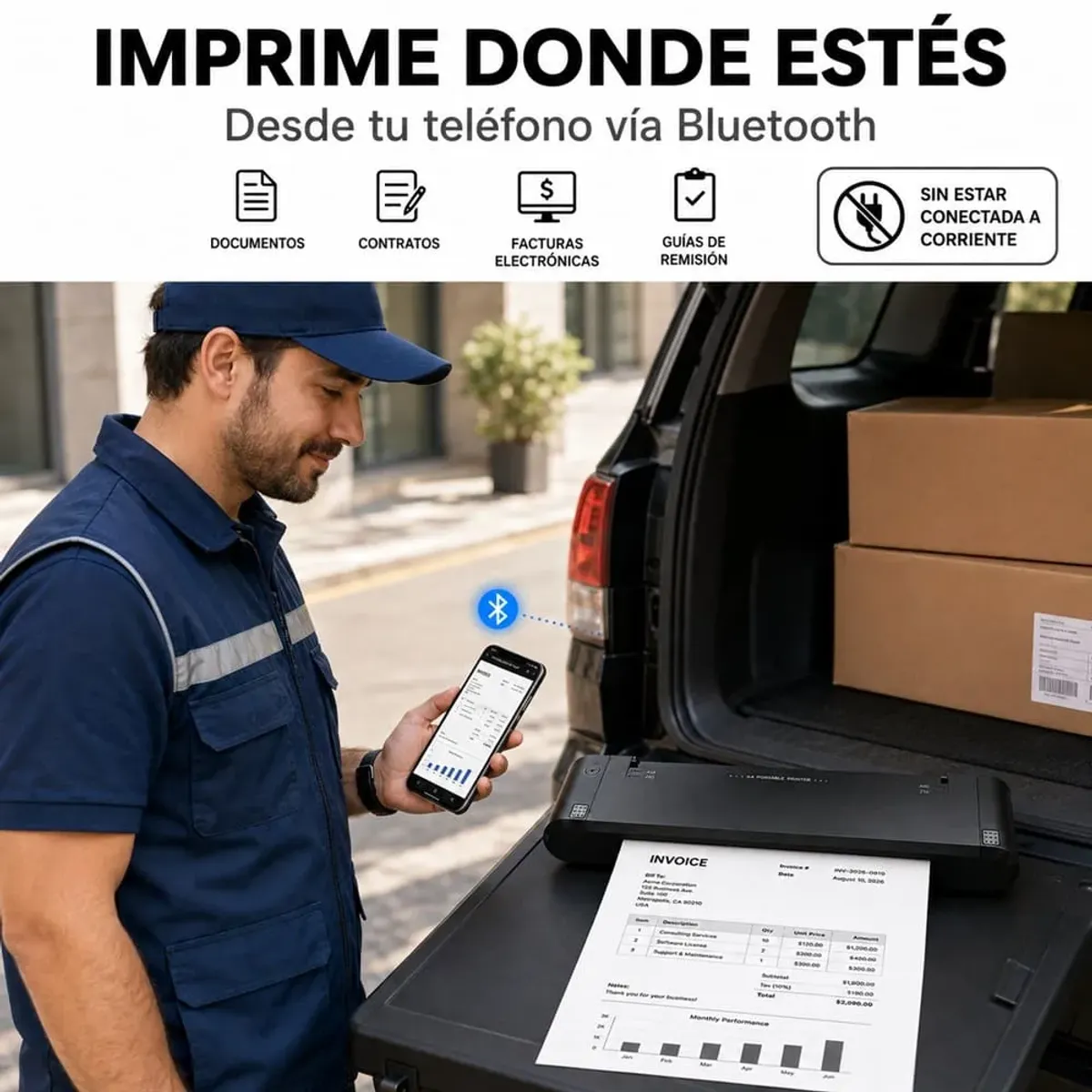 IMPRESORA PORTÁTIL TÉRMICA TRANSFERENCIA A4 USB + BLUETOOTH TD-810 - 4
