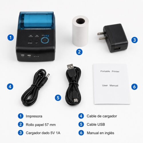 Impresora ticketera térmica portátil con batería 57mm 58mm USB Bluetooth WIFI ER-58I imprime yape - 3