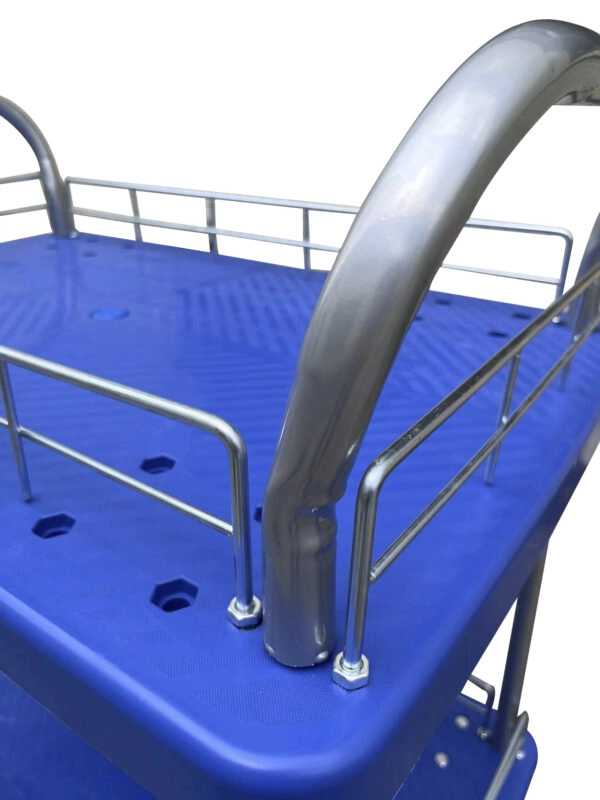 CARRITO PLEGABLE AZUL DOBLE PISO PARA ALMACÉN O TRASLADO EN GENERAL 200 KG 50X70CM - 2