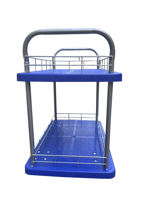 CARRITO PLEGABLE AZUL DOBLE PISO PARA ALMACÉN O TRASLADO EN GENERAL 200 KG 50X70CM - 3