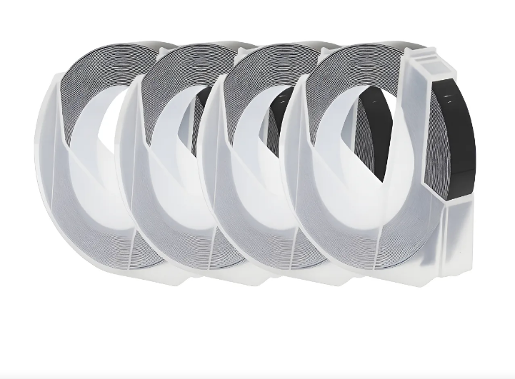 4 ROLLOS ADHESIVO DE RELIEVE NEGRO 9MM X 3 METROS - 1