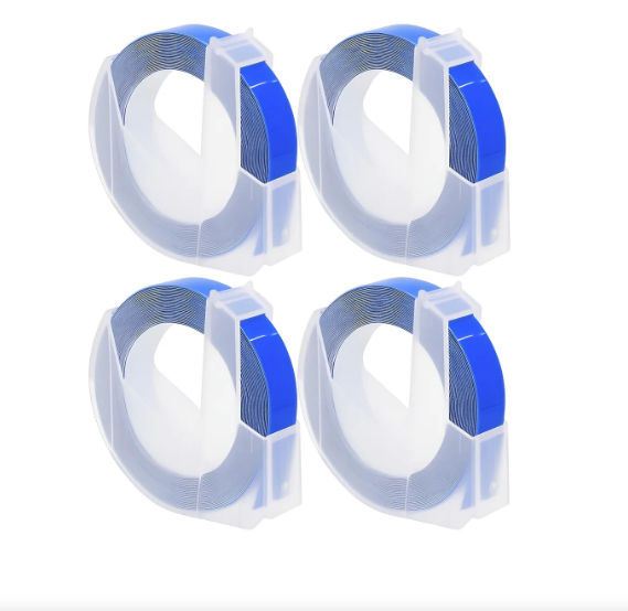 4 ROLLOS ADHESIVO DE RELIEVE AZUL 9MM X 3 METROS - 1