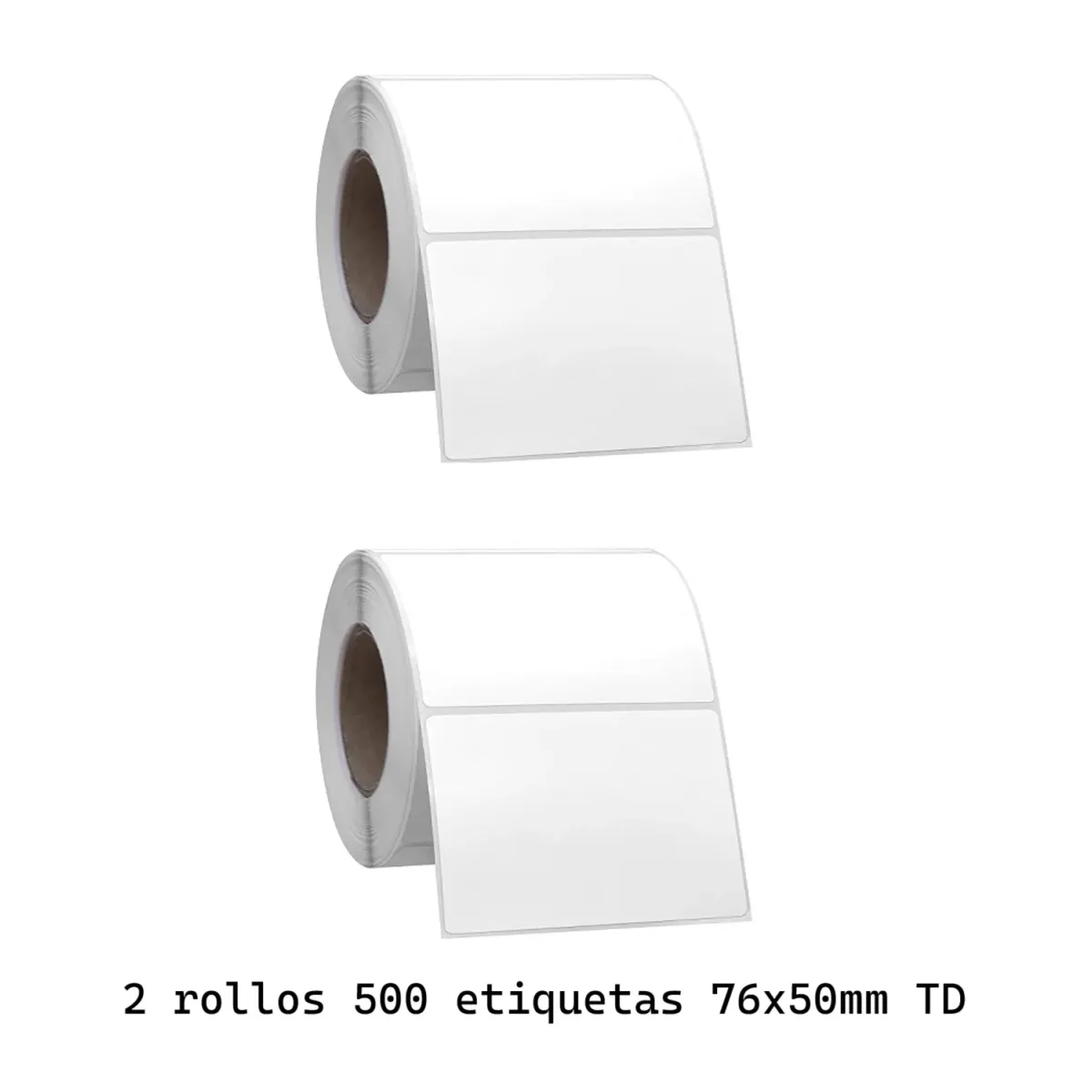 2 ROLLOS DE 500 ETIQUETAS ADHESIVAS TÉRMICAS DIRECTAS 76X50 MM - 1