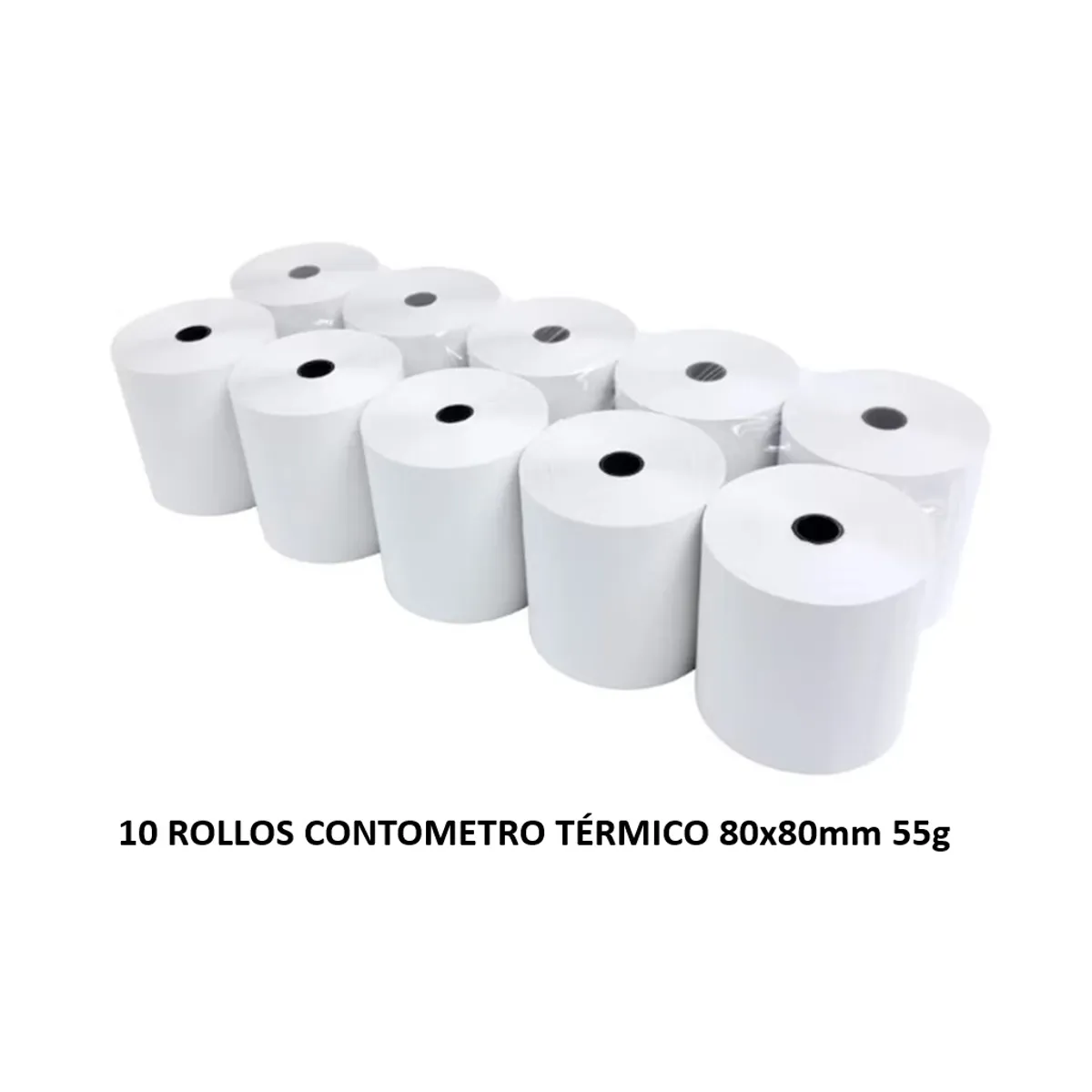 PAQUETE 10 ROLLOS 80X80 CONTÓMETRO PAPEL TÉRMICO 80X80 MM 55 G. - 1
