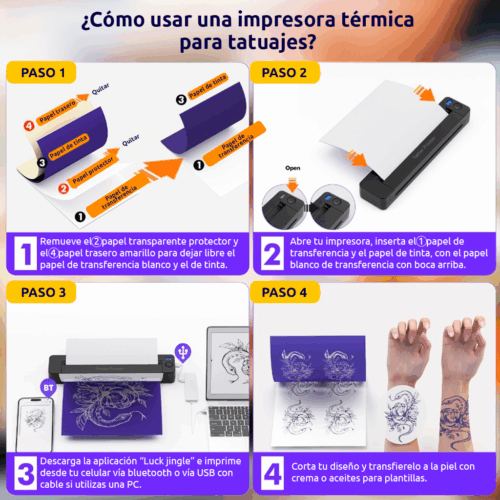 IMPRESORA PORTÁTIL A4 BLUETOOTH TATTOO PAPEL TATUAJE PAPEL TÉRMICO 210 MM A49 - 5