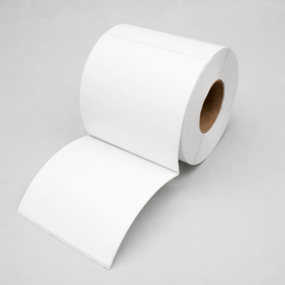 CAJA DE 20 ROLLOS DE 500 ETIQUETAS ADHESIVAS TÉRMICAS DE 100X100MM, TD BLANCO, TUCO DE 1 PULGADA. - 2